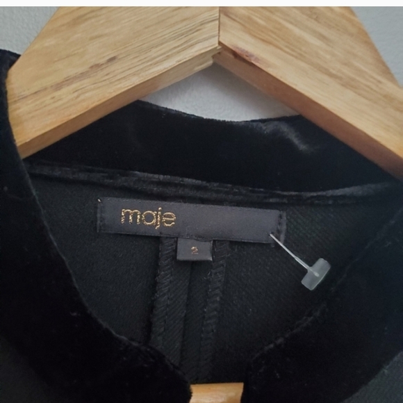 Maje black silk blend mini zip up dress - Picture 3 of 3